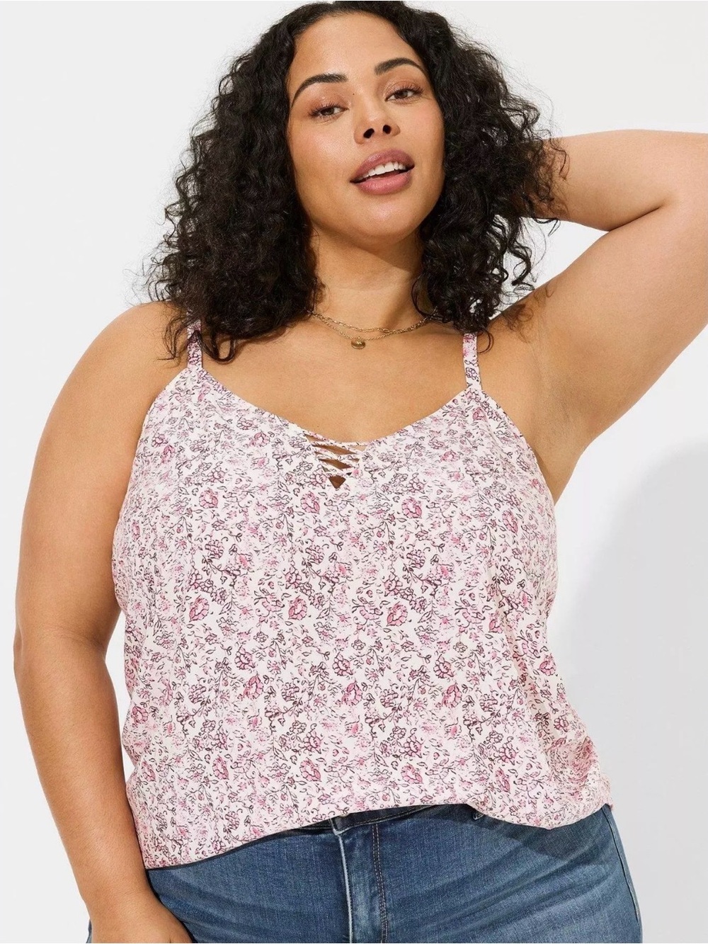 Torrid Sophie Challis Lattice Cami Floral Tank Top Size 0 NWT